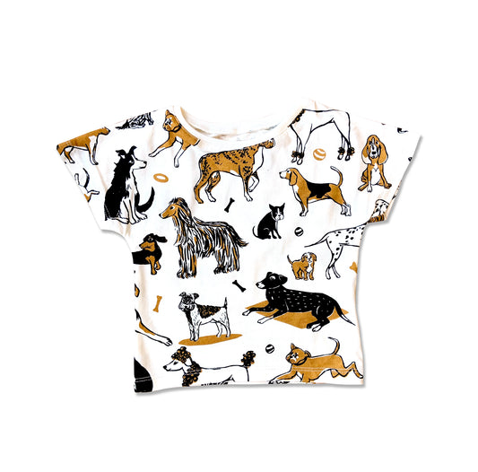 Dog pattern t-shirt. Labrador  t-shirt,  poodle bucket hat, corgi bucket hat, papillon bucket hat, German shepherd  t-shirt, Chihuahua  t-shirt, bulldog  t-shirt, french bulldog  t-shirt, Basset  t-shirt, Greyhound  t-shirt, beagle  t-shirt, boxer  t-shirt. Name a dog and you'll find it on that  t-shirt. Organic cotton  t-shirt.