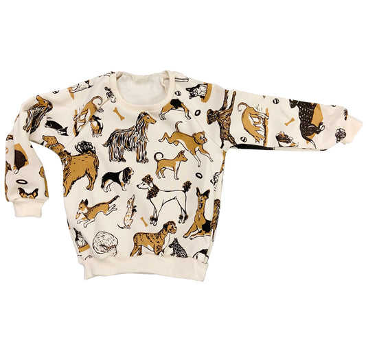 Dog pattern sweatshirt. Labrador sweatshirt, poodle sweatshirt, corgi sweatshirt, papillon sweatshirt, German shepherd sweatshirt, Chihuahua sweatshirt, bulldog sweatshirt, french bulldog sweatshirt, Basset sweatshirt, Greyhound sweatshirt, beagle sweatshirt, boxer sweatshirt. Name a dog and you'll find it on that sweatshirt. Organic cotton sweatshirt.